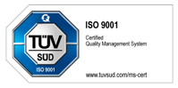 TÜV SÜD certification seal for an Quality management system certified according to ISO 9001, with reference to www.tuvsued.com/ms-zert